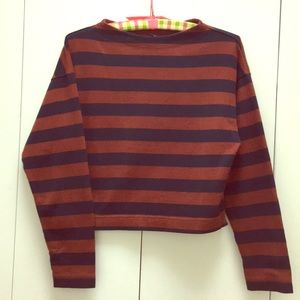 Uniqlo Striped Mock Neck Tee